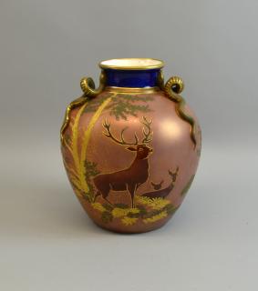 Appraisal: Royal Worcester vase of ovoid form with stag and deer