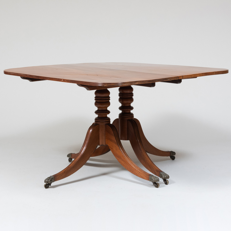 Appraisal: Regency Mahogany Double Pedestal Dining Table With Two Leaves On