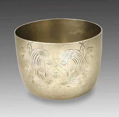 Appraisal: A late Charles II tumbler cup with engraved contemporary coat