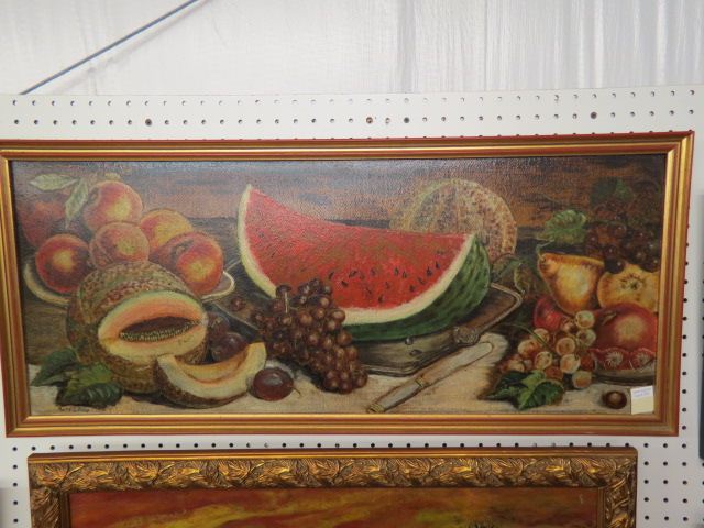 Appraisal: Ruby S Flint Oil Still Lifewith melons fruit on board