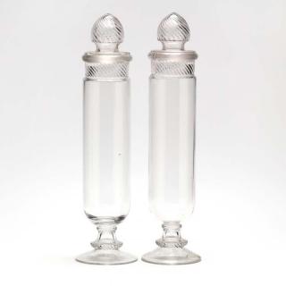 Appraisal: A Pair of Tall Clear Glass Apothecaries early th century