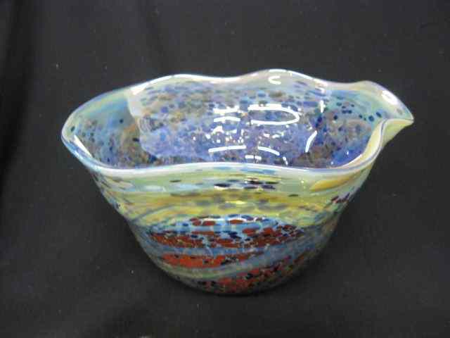 Appraisal: Robert Eickholt Art Glass Bowl swirling oil spot decor ''