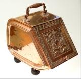 Appraisal: LATE th CENTURY COPPER AND BRASS SLANT-FRONT COAL BOX of