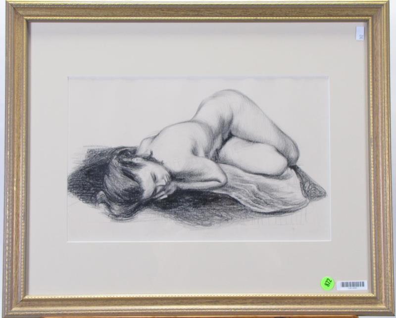 Appraisal: Howard Sidman IN - x Charcoal unsigned Nude Inscribed titled