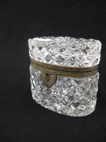 Appraisal: Cut Glass Dresser Box locking brass ormolu mounts diamond design