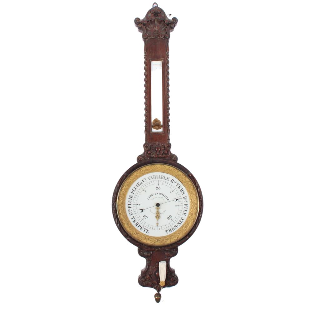 Appraisal: CARVED ROSEWOOD BANJO BAROMETER JEAN GABRIEL AUGUSTIN CHEVALLIER - PARIS