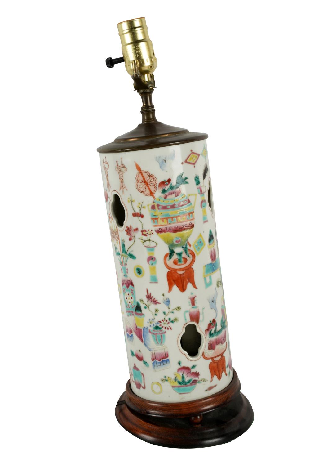 Appraisal: CHINESE PORCELAIN VASEdrilled and mounted as a table lamp Condition