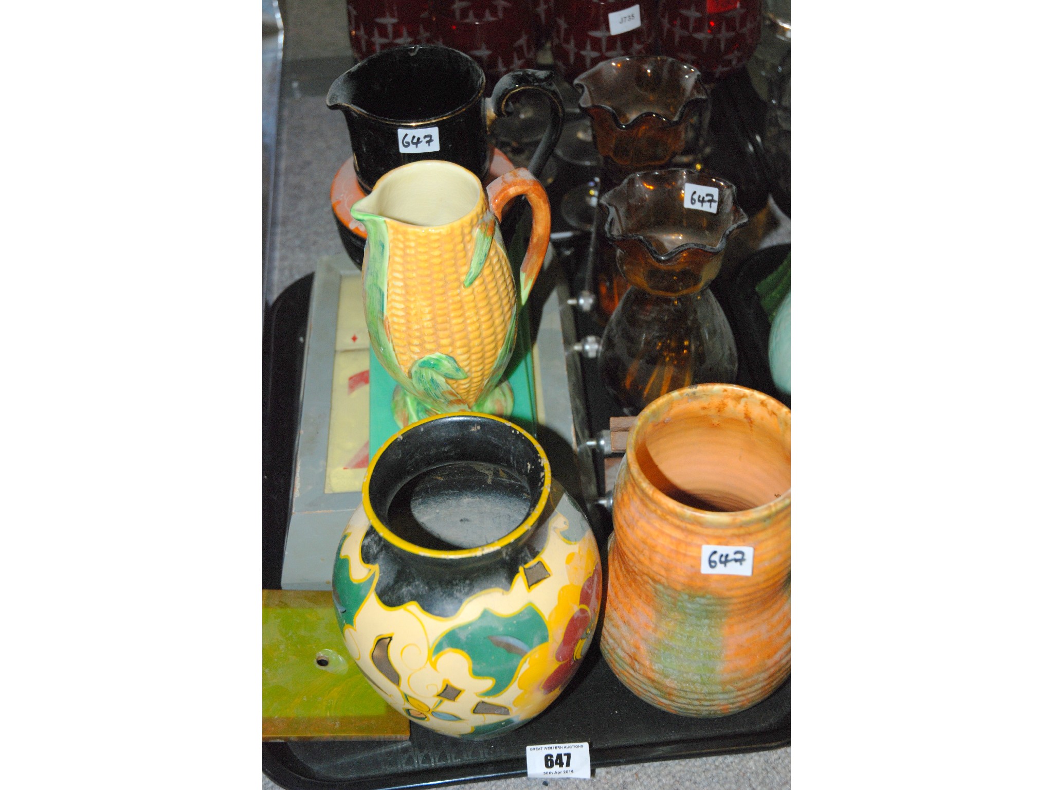 Appraisal: Shorters Corn on the cob jug wall clock two bulb