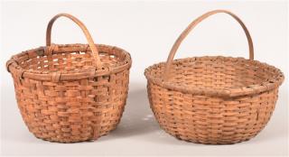 Appraisal: Two Woven Splint Baskets Two Woven Splint Baskets with Bent