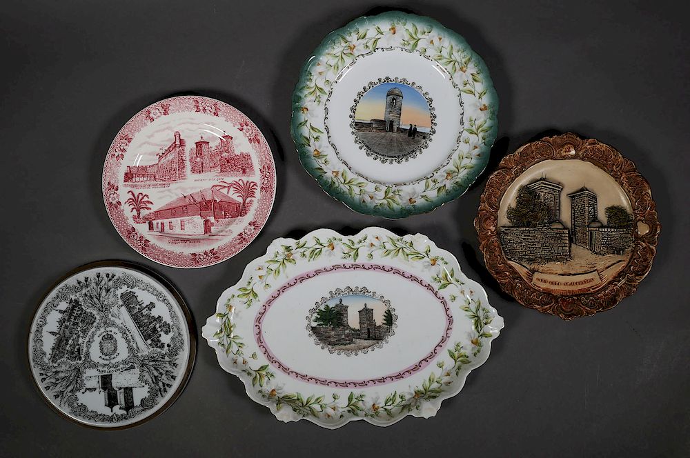 Appraisal: ST AUGUSTINE Souvenir Ceramic Items Vintage porcelain plates - Old