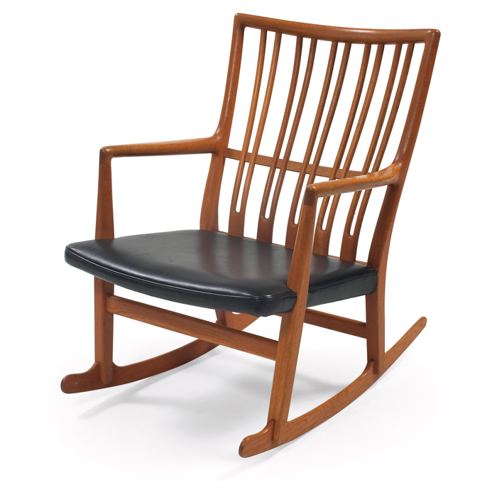 Appraisal: Hans Wegner rocking chair by Mikael Laursen oak form with