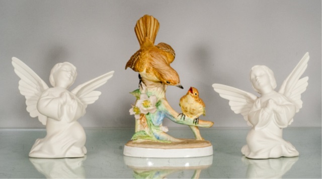 Appraisal: To include pieces Pair of Boehm Angles and a Staffordshire