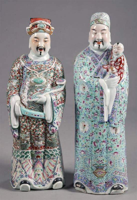 Appraisal: TWO CERAMIC FIGURES China th century porcelain Two standing figures