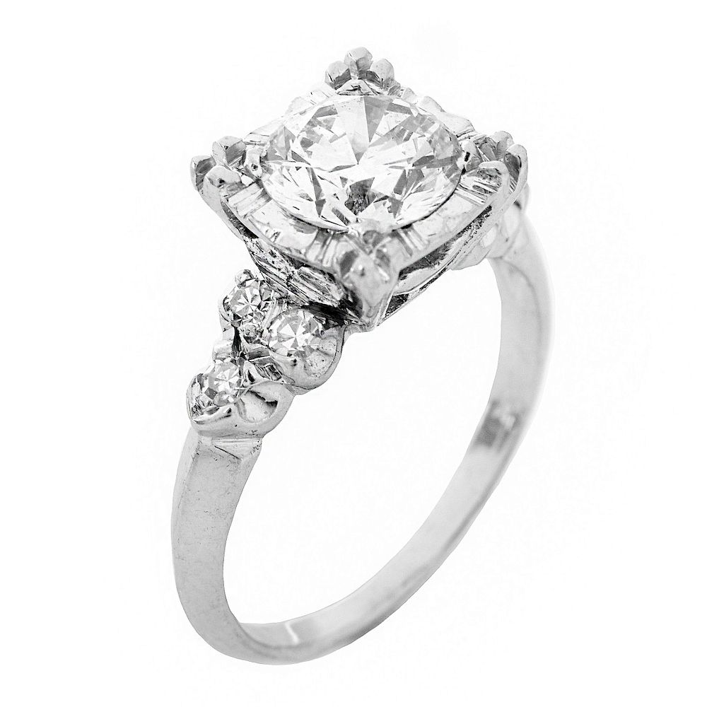 Appraisal: Carat Diamond and K Ring Antique Approx Carat Round Brilliant