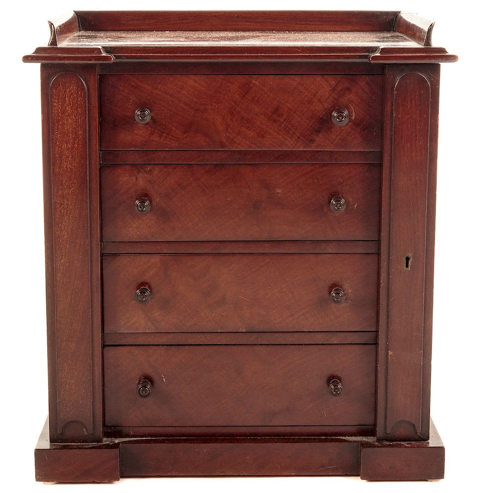 Appraisal: William IV Mahogany Wellington Cabinet Sample circa flat top with