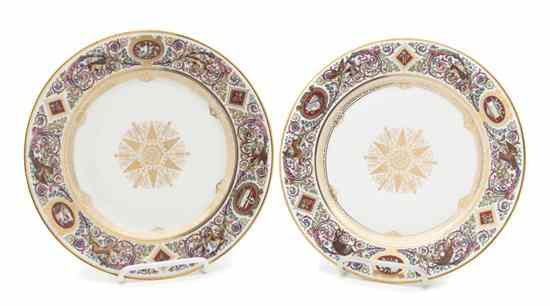 Appraisal: A Pair of Sevres Style Plates each having a center