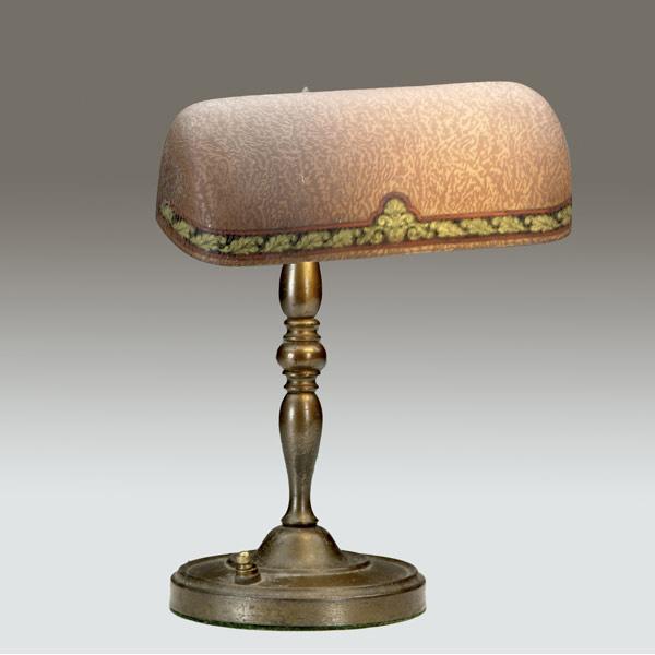 Appraisal: EMERALITE Desk lamp its adjustable shade of acid-etched glass reverse