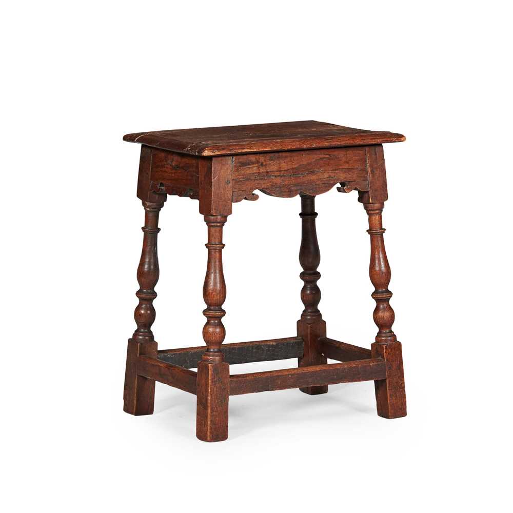 Appraisal: OAK JOINT STOOL TH CENTURY the panel seat with a