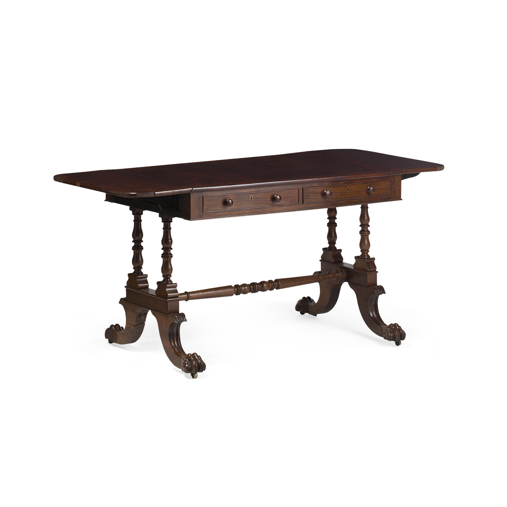 Appraisal: REGENCY ROSEWOOD CROSSBANDED SOFA TABLE EARLY TH CENTURY the crossbanded