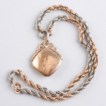 Appraisal: Platinum and rose gold chain one mm old cut diamond