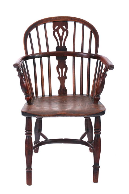 Appraisal: ENGLISH YEW AND ELMWOOD BOWBACK WINDSOR ARMCHAIR Second quarter th