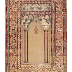 Appraisal: A Persian Wool Prayer Rug Late th Century feet inch