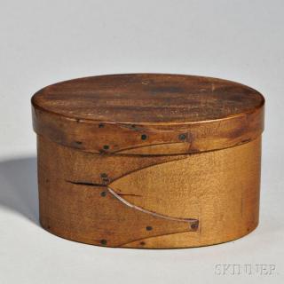 Appraisal: Shaker Covered Oval Box pine and maple natural finish two