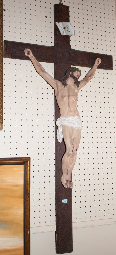 Appraisal: Painted plaster and wood crucifix