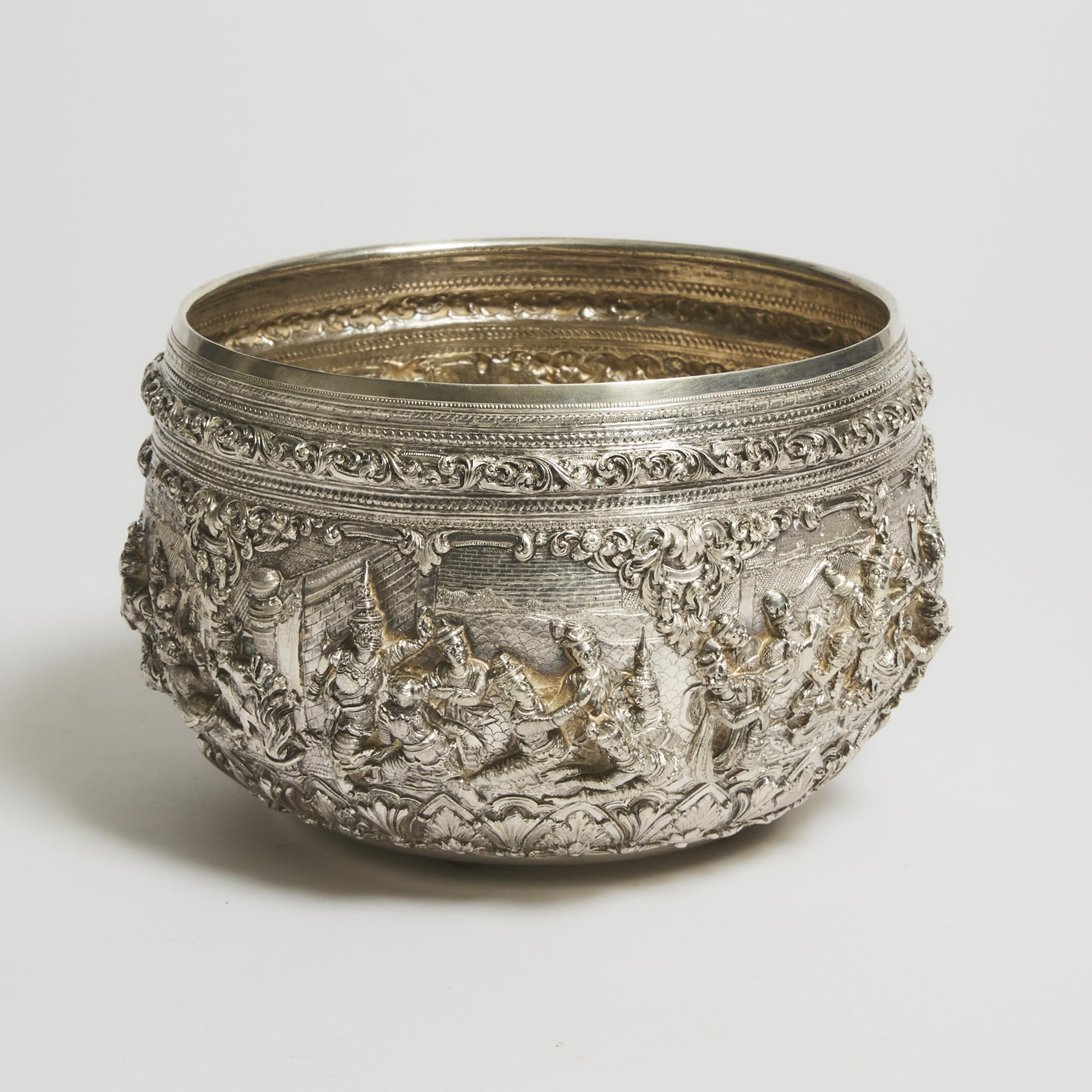 Appraisal: A Large Burmese Silver Bowl Circa diameter in cm