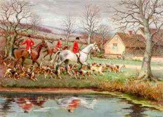 Appraisal: Richard Newton Jr Fox Hunting Scenesigned Richard Newton Jr lower