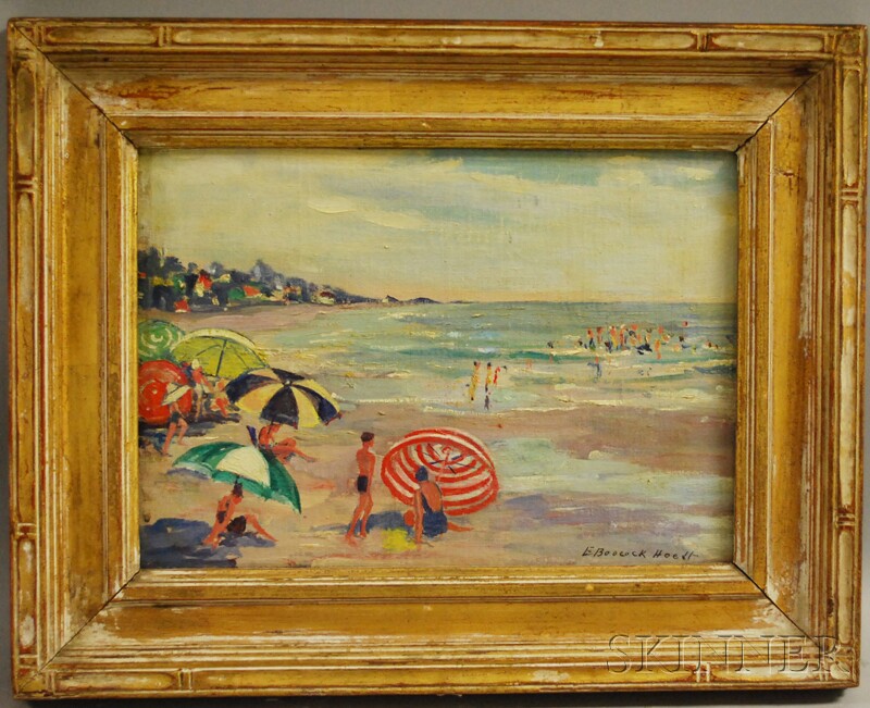 Appraisal: Ella Boocock Hoedt American fl s Beach Scene with Colorful