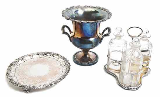 Appraisal: Three Silverplate Articles comprising a champagne bucket a salver and