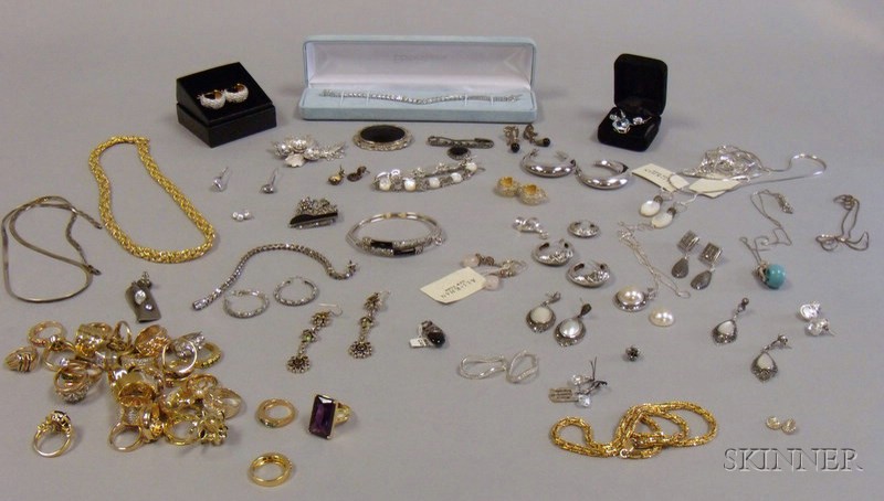 Appraisal: Large Group of Assorted Gilt Silver Costume Jewelry mostly sterling