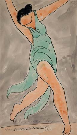 Appraisal: ABRAHAM WALKOWITZ Isadora Duncan Watercolor on paper crica x mm