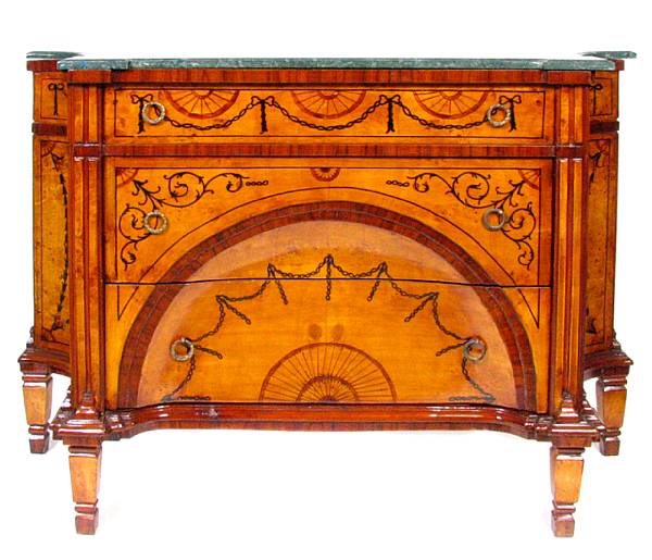 Appraisal: A Louis XVI style paint decorated commode with marble top