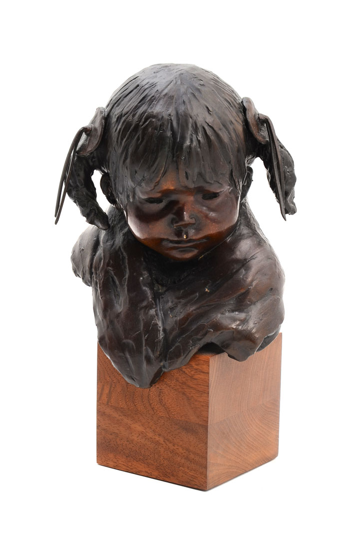 Appraisal: TOSCANO Dee American - ''Young Indian Girl'' Bronze bust is