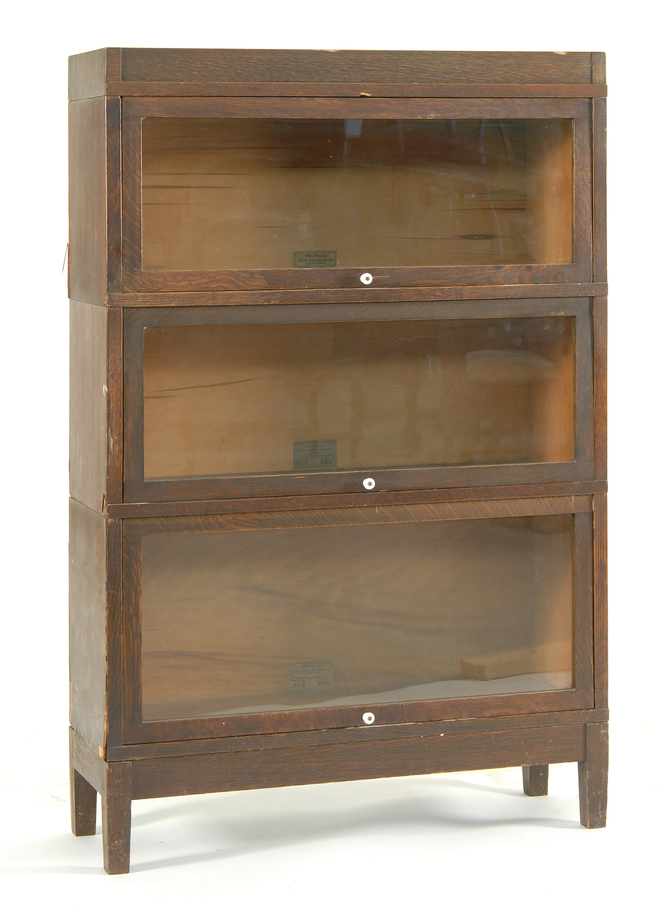 Appraisal: GLOBE-WERNICKE THREE-SECTION BARRISTER BOOKCASE Original paper label on top cap