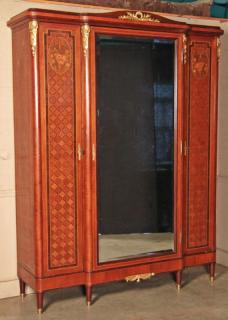 Appraisal: FRENCH LOUIS XVI STYLE BRONZE MOUNTED MARQUETRY INLAID ARMOIRE FRENCH