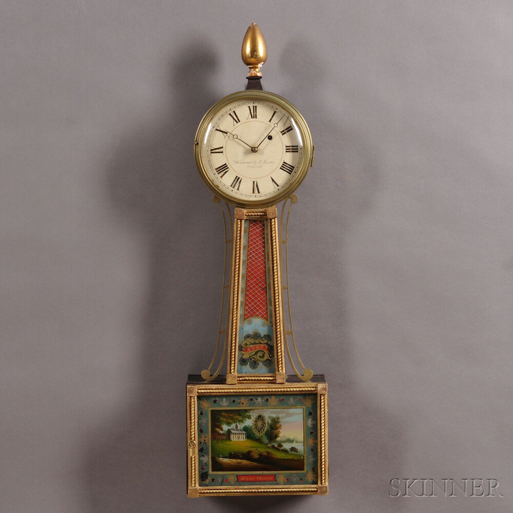 Appraisal: Lemuel Curtis Patent Timepiece Banjo Clock Concord Massachusetts c the