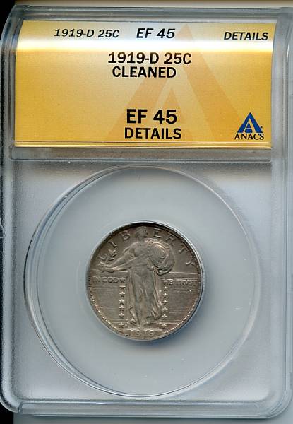 Appraisal: -D C XF Details Cleaned ANACS Sharp details remain on