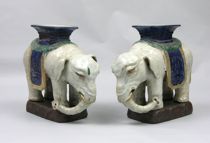 Appraisal: A Pair of Elephant Garden Seats Styled as Indian elephants