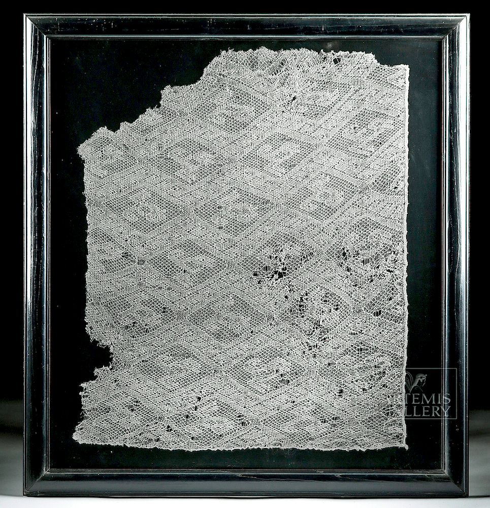 Appraisal: Framed Chancay Lace Textile - Zoomorphic Motifs Originally Listed At