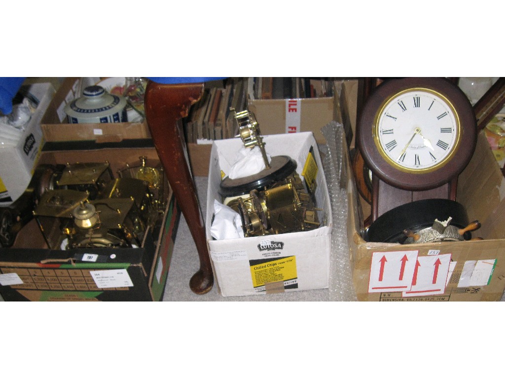 Appraisal: Lot comprising three boxes of assorted clocks and clock parts