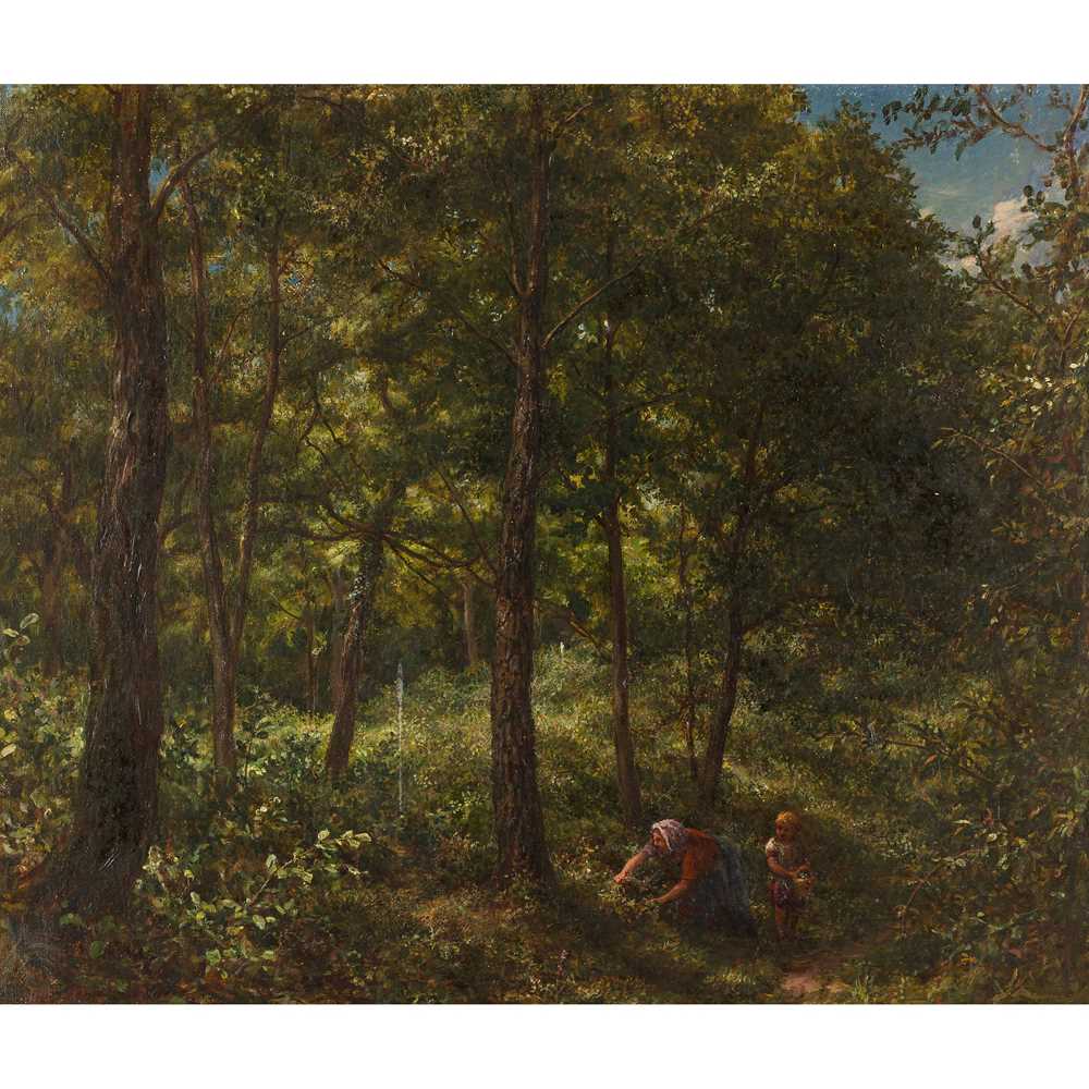 Appraisal: WILLIAM LINNELL BRITISH - GATHERING WILD BERRIES Signed and indistinctly