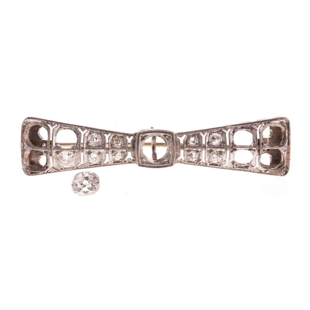 Appraisal: A Lady's K Diamond Filigree Bow Brooch K white gold