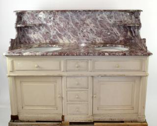 Appraisal: French painted double lavabo with marble top h x w