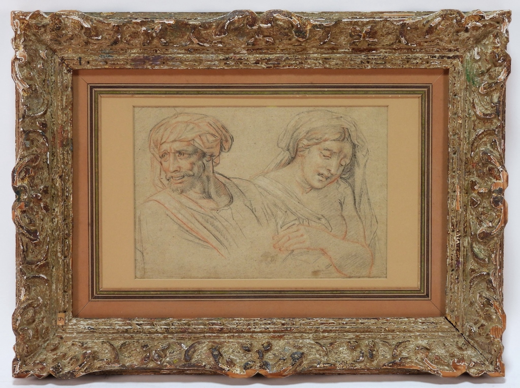 Appraisal: C EUROPEAN OLD MASTER'S STUDY DRAWING OF COUPLE Europe th