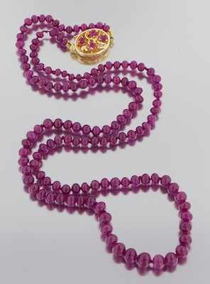 Appraisal: A Natural Ruby Bead Necklace with Pretty Clasp k yellow