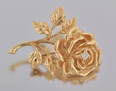 Appraisal: Tiffany Co K Gold and Diamond Rose Brooch k yellow