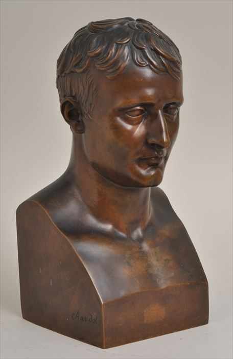 Appraisal: ANTOINE-DENIS CHAUDET - BRONZE BUST OF NAPOLEAN Bearing foundry stamp